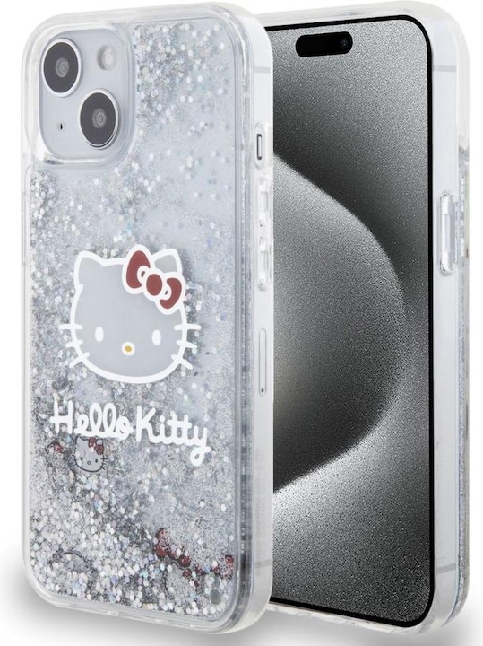 Produktbild Hello Kitty Liquid Glitter Galvanik Head Logo Cover Hülle für iPhone 12/12 Pro - Transparent (Apple iPhone 12)