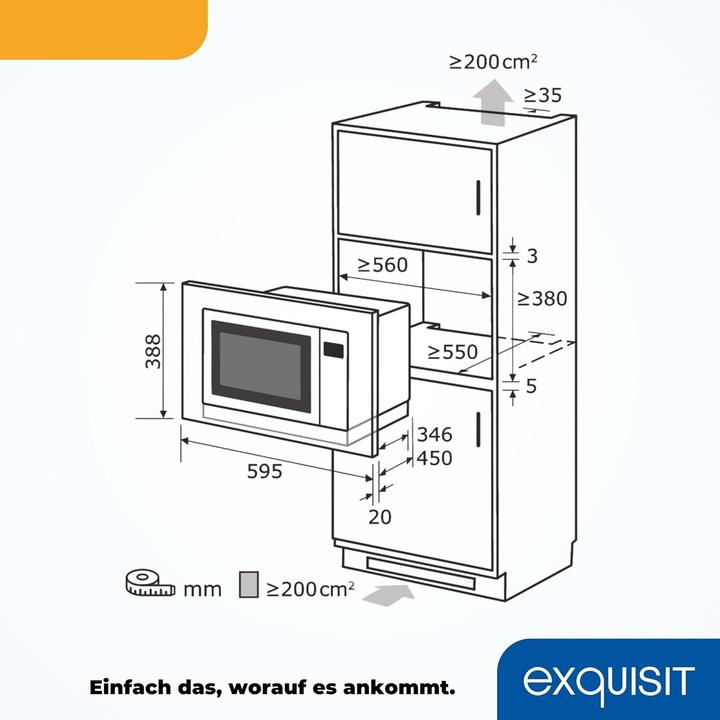 Produktbild Exquisit EMW2539HI Arbeitsplatte Edelstahl (25 l)