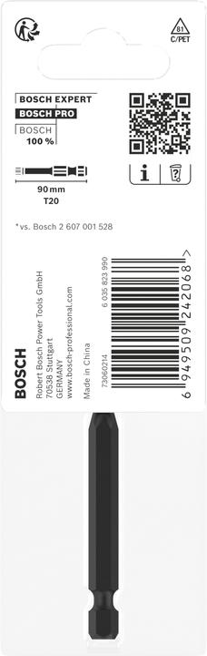 Nutritional values and ingredients Bosch Professional Zubehör PRO Torx Impact Bit, T20, 90 mm (T20)