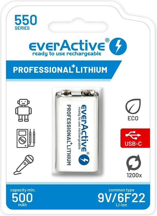 Produktbild Everactive EVHR22-550C (1 Stk., 9V Block, 500 mAh)