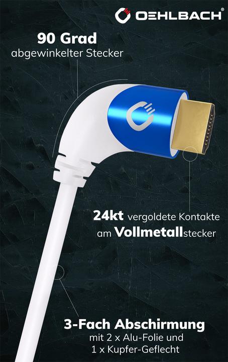 Produktbild Oehlbach HDMI AV Anschlusskabel (1x HDMI-Stecker - 1x HDMI-Stecker) 1.5 m Weiss (1.50 m, HDMI, 2.1)