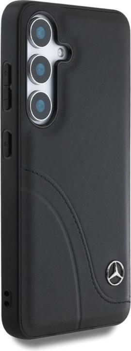 Produktbild Mercedes Leather Curved Stitches Case for Samsung Galaxy S25 - Black (Samsung Galaxy S25)