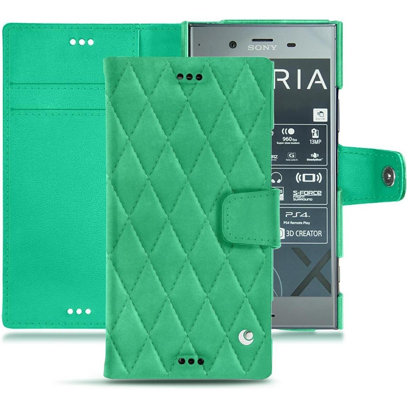 Noreve Lederschutzhülle Wallet (Sony Xperia XZ1), Smartphone Hülle, Grün