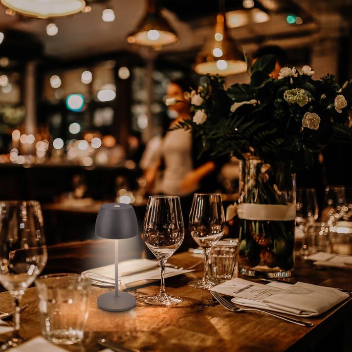 Image du produit Briloner Lampe de table LED rechargeable avec station de recharge, Mini, Touch, Anthracite (150 lm)