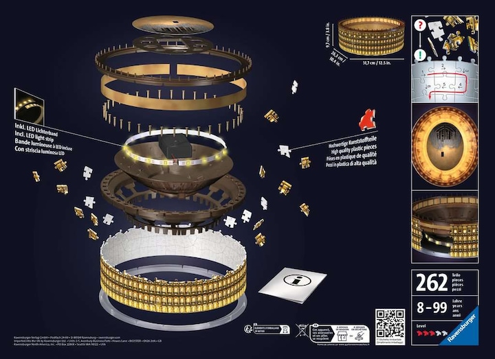 Actual product image Ravensburger 3D Puzzle Colosseum in Rome by night (216 pieces)