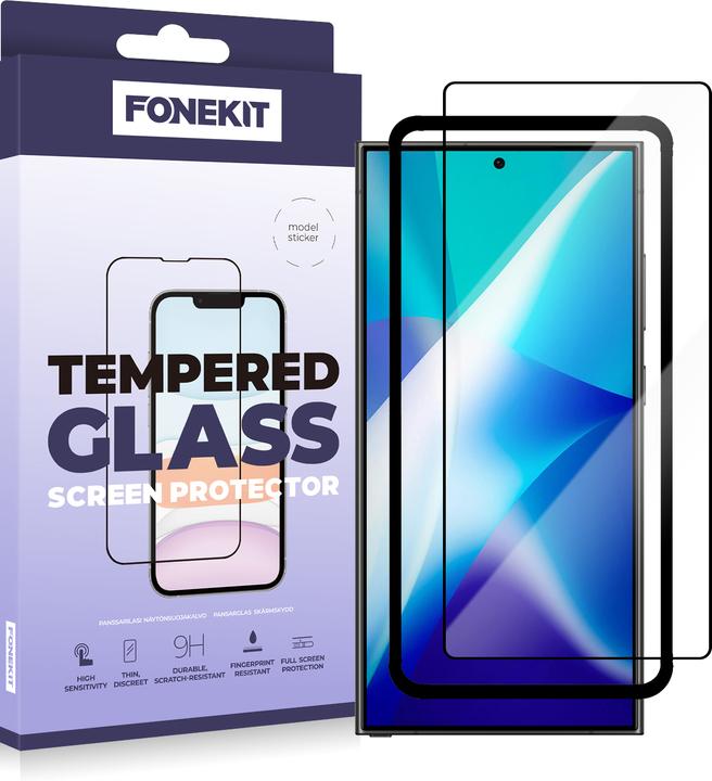 Immagine prodotto FoneKit Full Cover Tempered Glass, Samsung Galaxy S25 Ultra, black (1 pz., Samsung Galaxy S25 Ultra)
