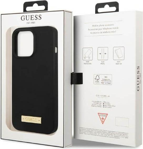 Image du produit Guess GUHMP13XSPLK iPhone 13 Pro Max 6,7" czarny/black hard case Silicone Logo Plate MagSafe (Apple iPhone 13 Pro Max)