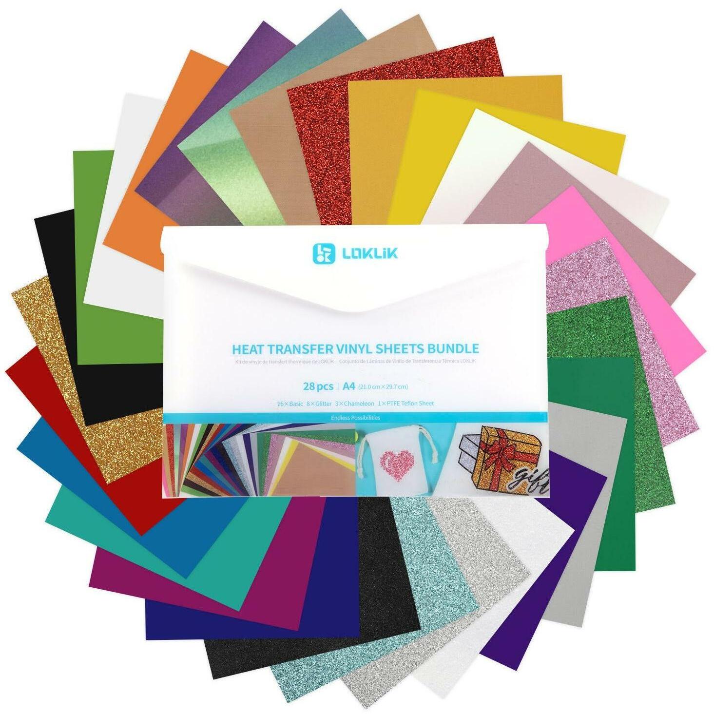 Loklik, Accessori plotter da taglio, Bundle di materiale vinilico per il trasferimento termico