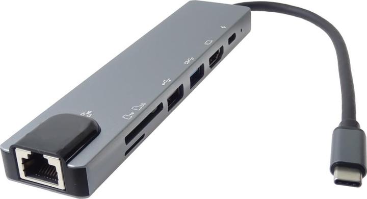 Actual product image PremiumCord USB-C na HDMI + USB3.0 + USB2.0 + PD + SD/TF + RJ45 adaptér (USB-C, 7 ports)