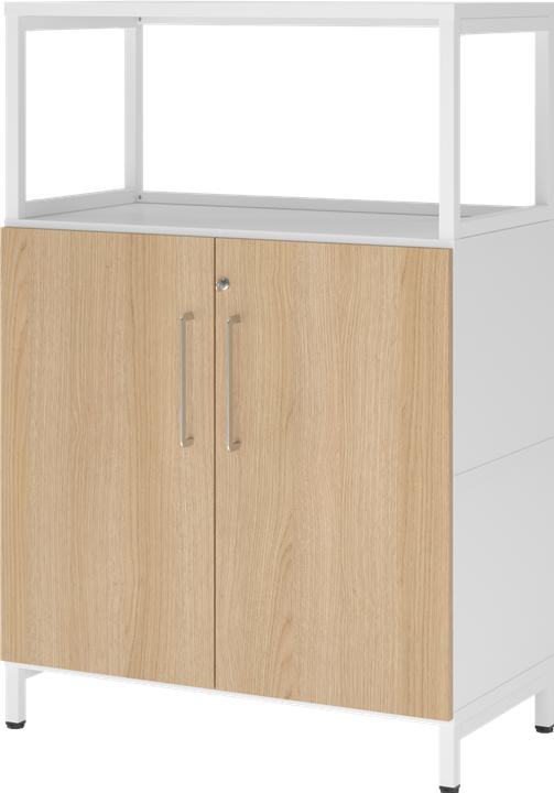 Hammerbacher Regal/Türen, 3OH, Sockel, weiss/eiche (80 x 41.70 x 118 cm)