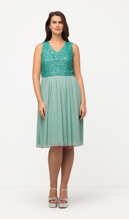 Produktbild Ulla Popken Midikleid, Pailletten, V-Ausschnitt, ärmellos (46, 48)