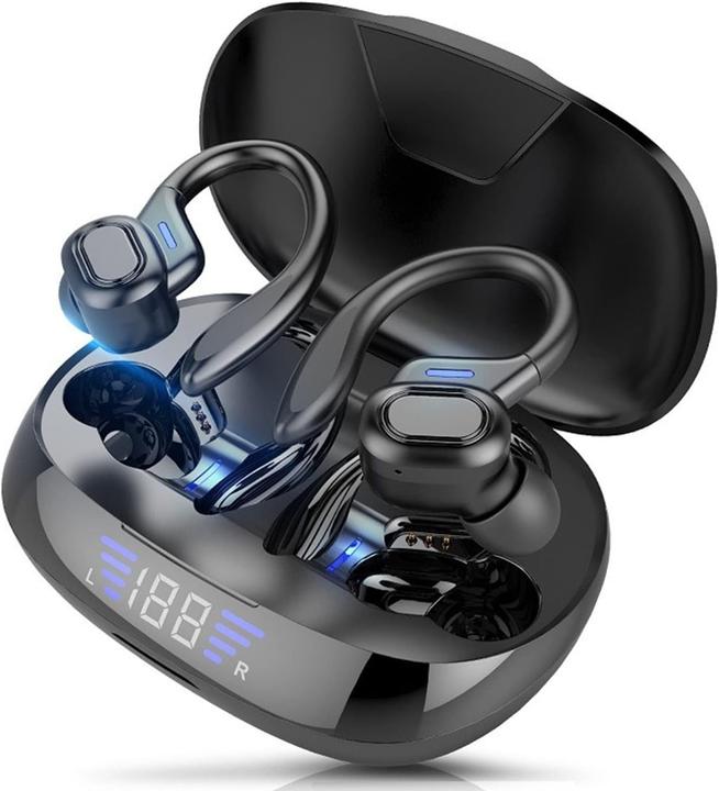 Jmamba Wireless Earbuds with LED Display, Noise Cancellation, 40-Hour Playtime, and Over-Ear Hooks (DNC, Wireless)