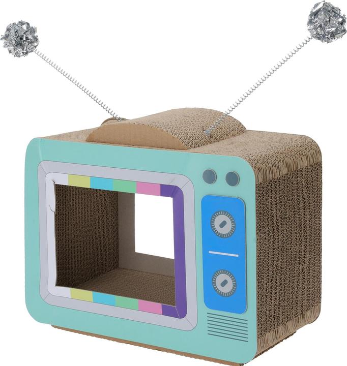 Koopman Kratzbrett für Katzen in Fernseher-Form 40 x 32,5 x 19 cm (32 cm, Blau)