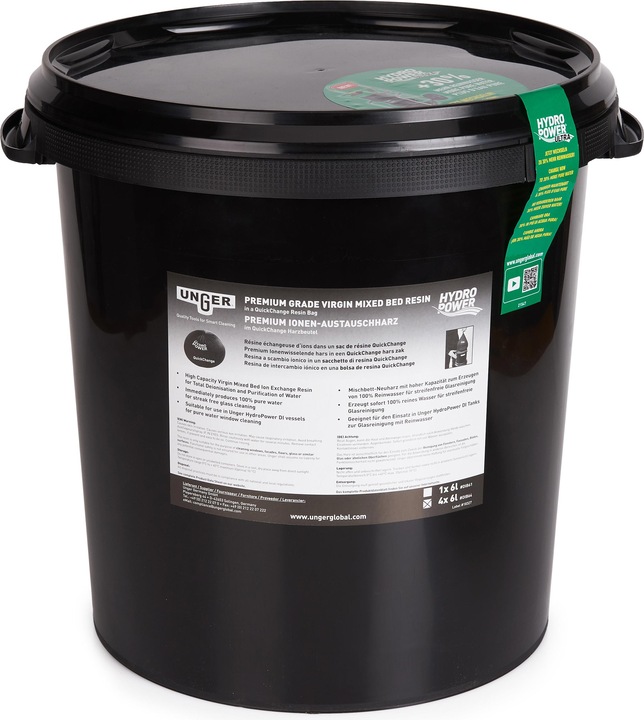 Actual product image Unger DIB64 nLite HydroPower DI, 4x 6 L QuickChange resin bags 4 resin bags for the new DI