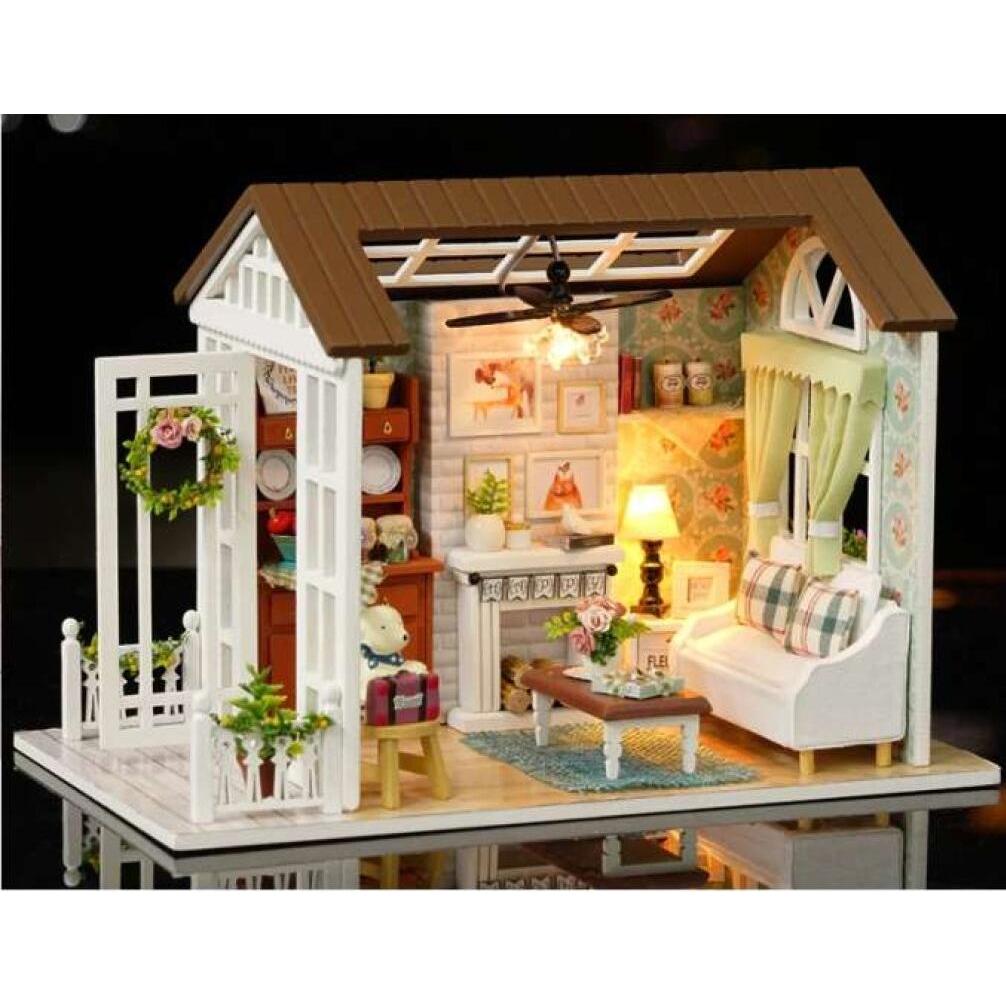 Thumbnail - Polesie Puppenhaus-Wohnzimmermodell aus Holz zum Zusammenbauen LED 8008-A