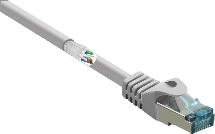 Actual product image Renkforce RF-5047492 RJ45 network cable, patch cable CAT 6a S/FTP 1.00 m Grey Flame retardant 1 pc. (S/FTP, CAT6a, 1 m)