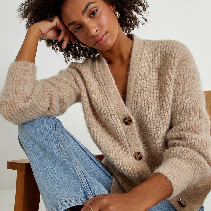 Image du produit La Redoute Collections Cardigan boutonné avec encolure en V (XXL)