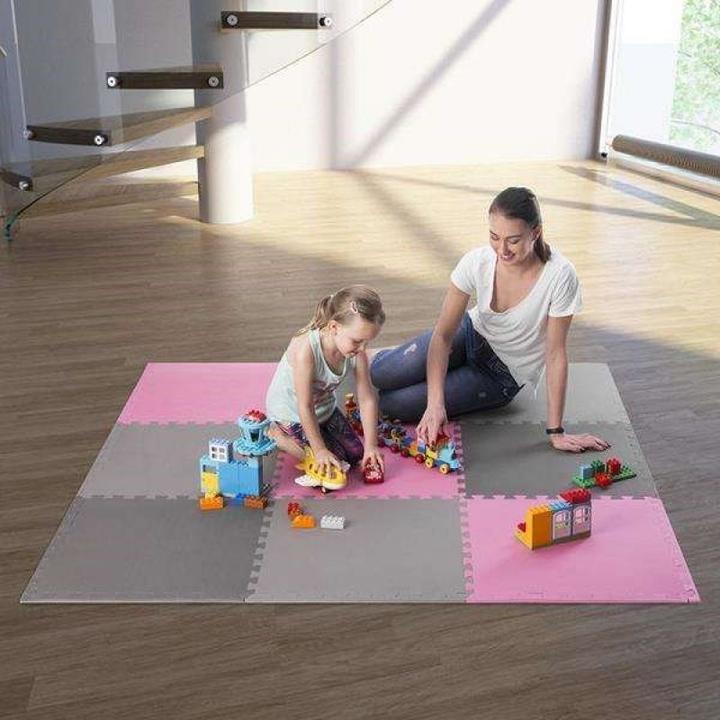 Actual product image One Folding mat for training HMS MP10 light grey-pink-dark grey, 60x60x1,0cm (9 pieces) (10 mm)