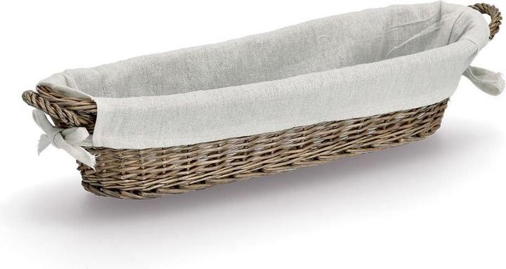 Zeller Present Baguette-Korb mit Beutel, Weide/Canvas