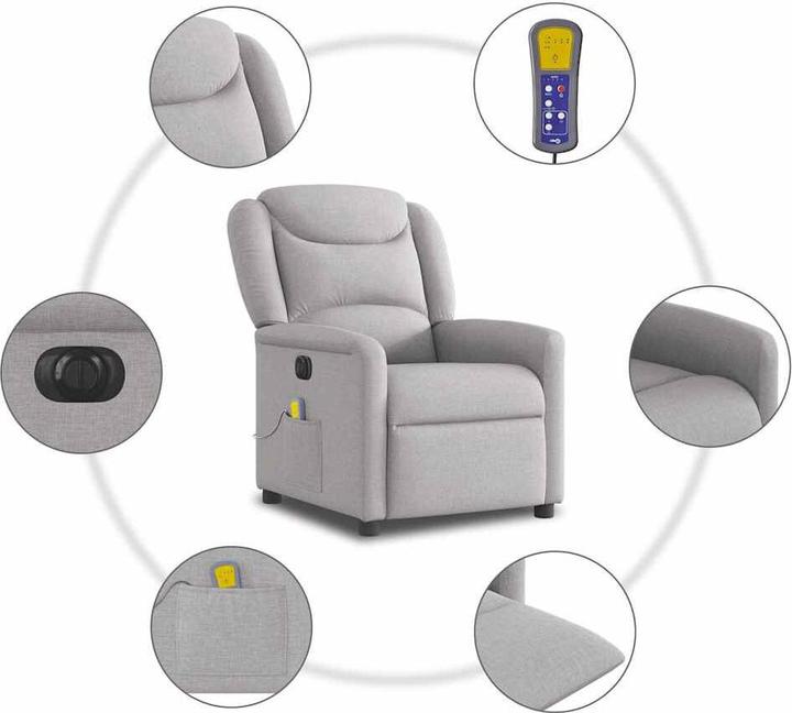 Immagine prodotto vidaXL Poltrona massaggiante elettrica in tessuto grigio nuvola