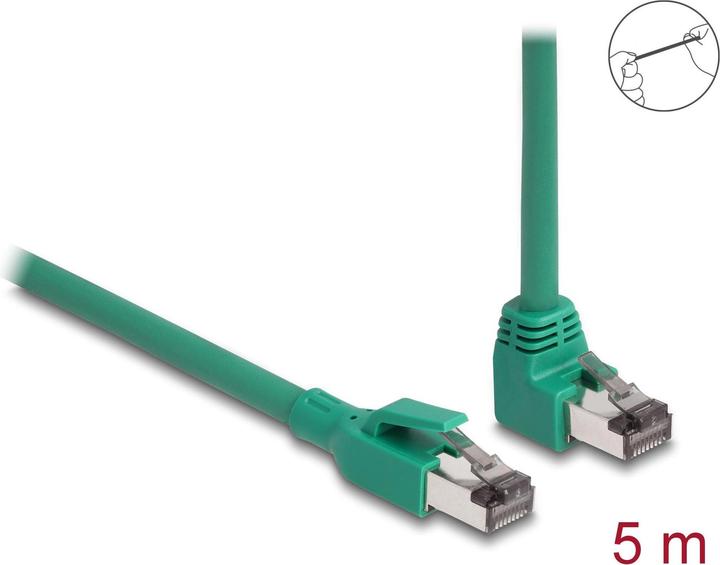 Actual product image Delock RJ45 network cable PROFINET SF/UTP 90° angled 5 m green (SF/UTP, CAT6, 5 m)