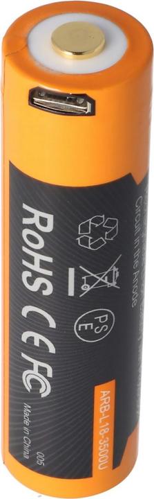 Actual product image Fenix Akku 18650 geschützt mit USB Ladefunktion, mit AccuSafe