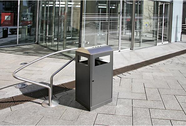 Immagine prodotto Contenitore per rifiuti con posacenere, capacità 90 l, grigio antracite. (90 l)