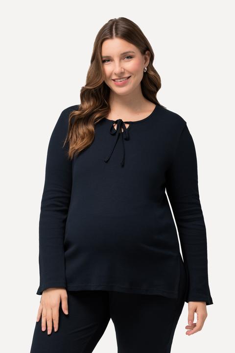 Immagine prodotto Ulla Popken Bellieva Longshirt, Rippjersey, Ausschnitt mit Bindeband, Stilfunktion, Langarm (50, 52)