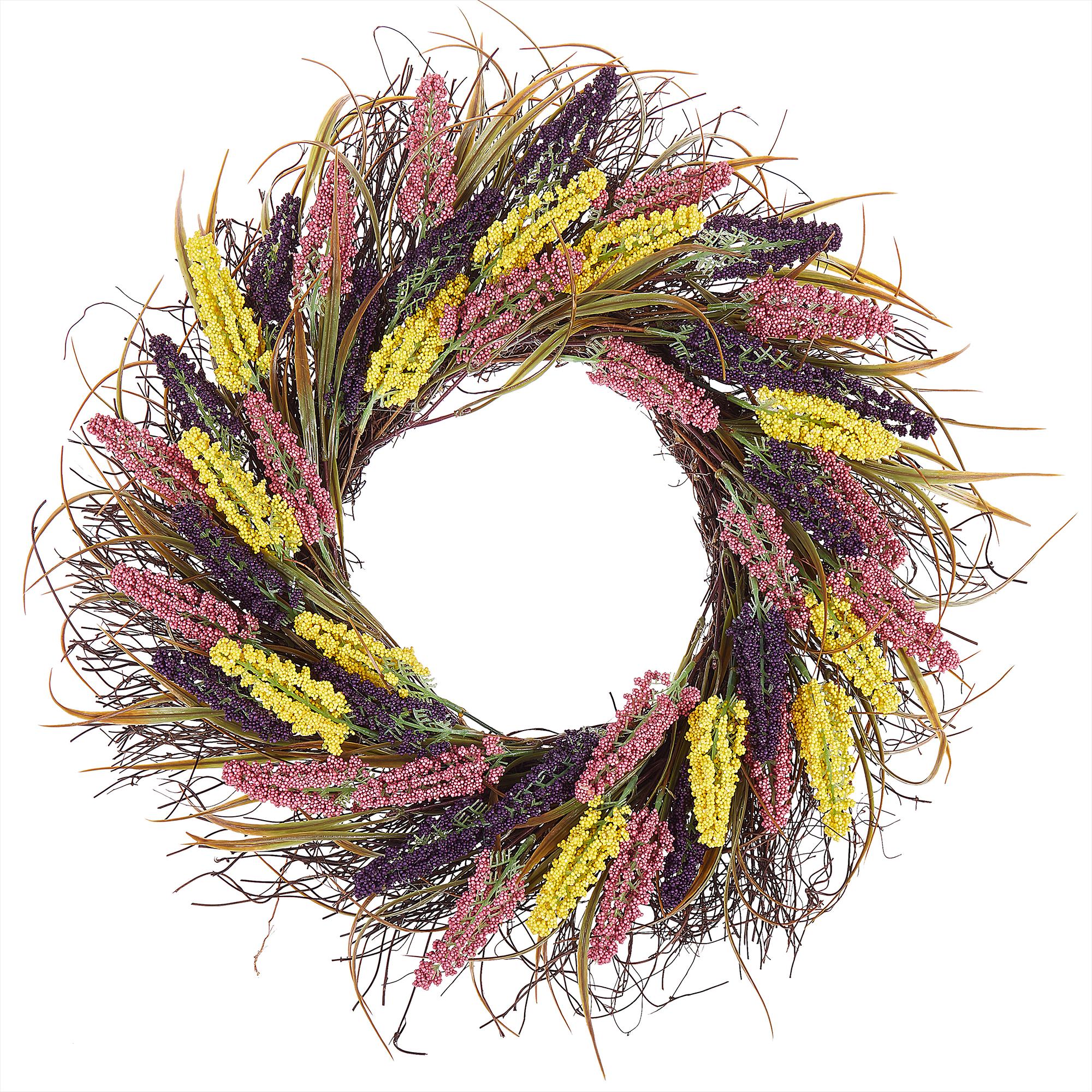 Beliani, Wanddeko, Türkranz bunt mit Kunstblumen ø 50 cm CANDELARIA (50 x 7 x 50 cm)