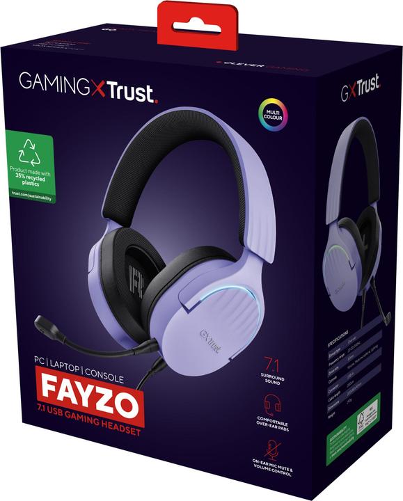 Actual product image Trust GXT490P FAYZO 7.1 USB HEADSET PURPLE (Cable)