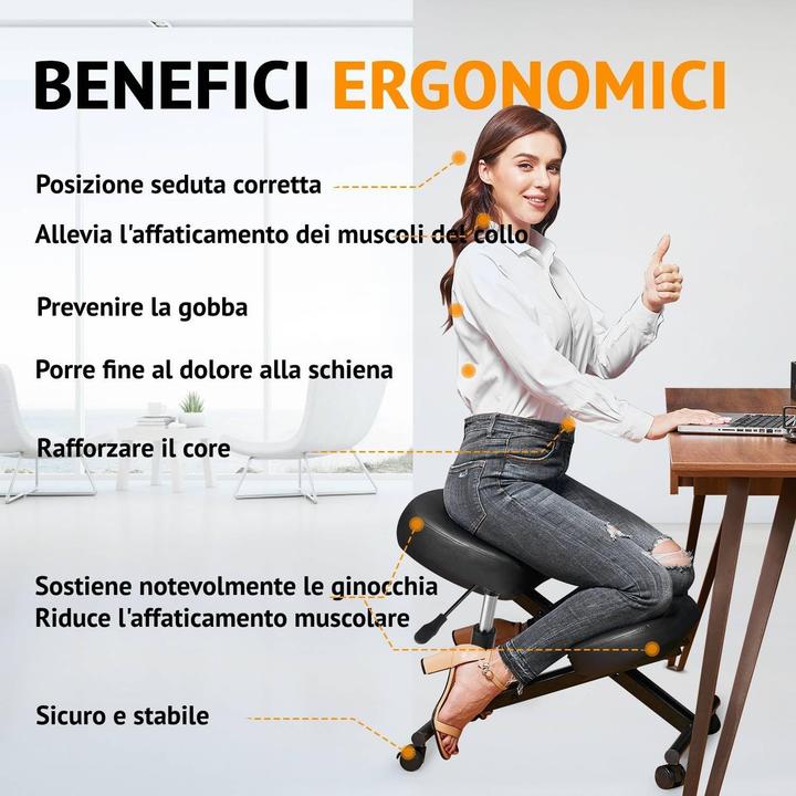 Image du produit Himimi Siège ergonomique à genoux réglable pour correction posturale à domicile et bureau