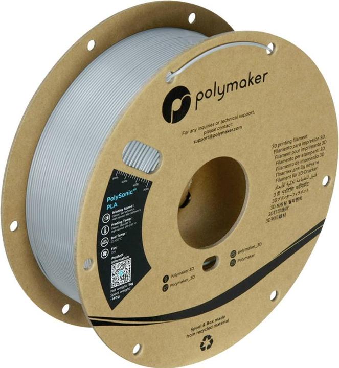 Produktbild Polymaker PolySonic High Speed PLA (PLA, 1.75 mm, 1000 g, Grau)