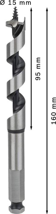 Actual product image Bosch Professional Zubehör PRO Wood Wood auger bit, 15 x 95 x 160 mm (11.1 mm)