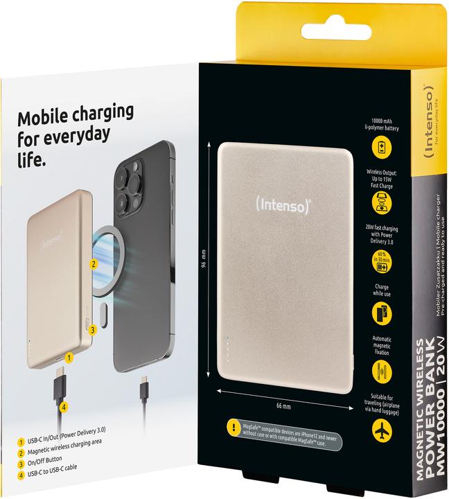 Actual product image Intenso Magn. Wireless Powerbank MW10000 10000 mAh Champagne (10000 mAh, 20 W, 37 Wh)