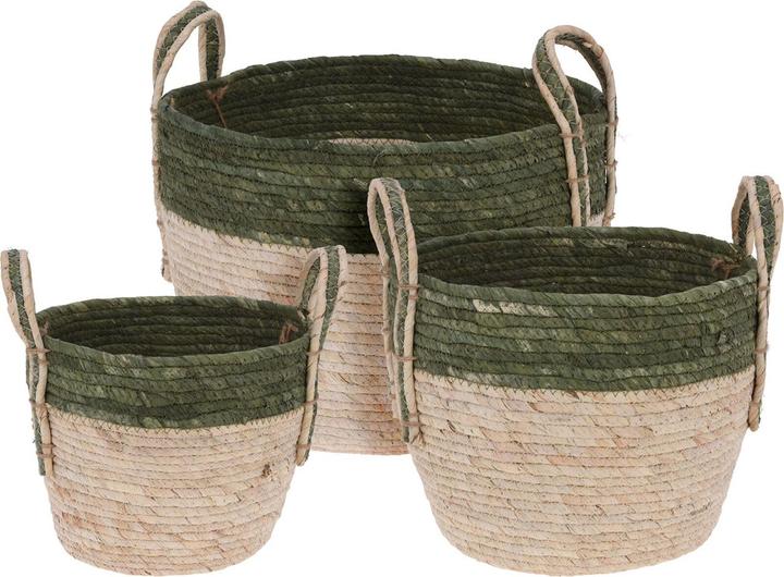 Natura Punto Paniers de rangement ronds bicolores avec anse, lot de 3 (3 x)