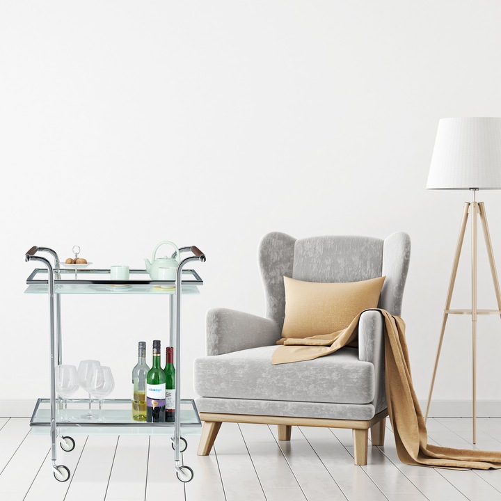 Actual product image Relaxdays Frosted Glass Side Trolley