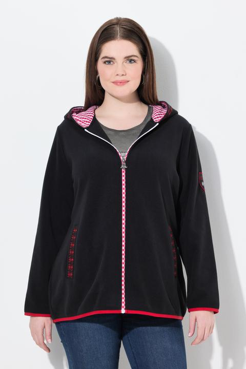Produktbild Ulla Popken Trachten-Fleecejacke, Kapuze, Zierstickerei, Langarm (46, 48)