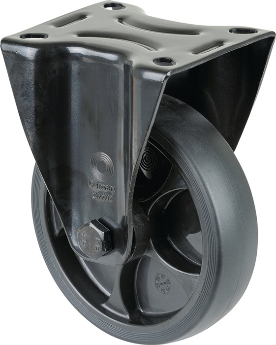 BS Rollen Roulette fixe Ø roue 125 mm Capacité de charge 120 kg Roulette fixe en caoutchouc Plaque L104xl80