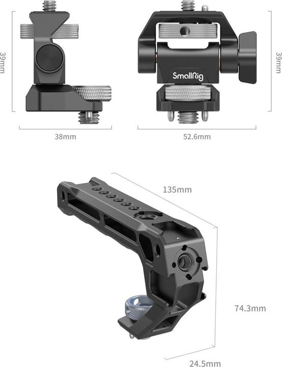 Image du produit SmallRig Top Handle with Monitor Support Kit (Compatible with ARRI 3/8"-16 Screw) 5323 (Cage, Poignée)
