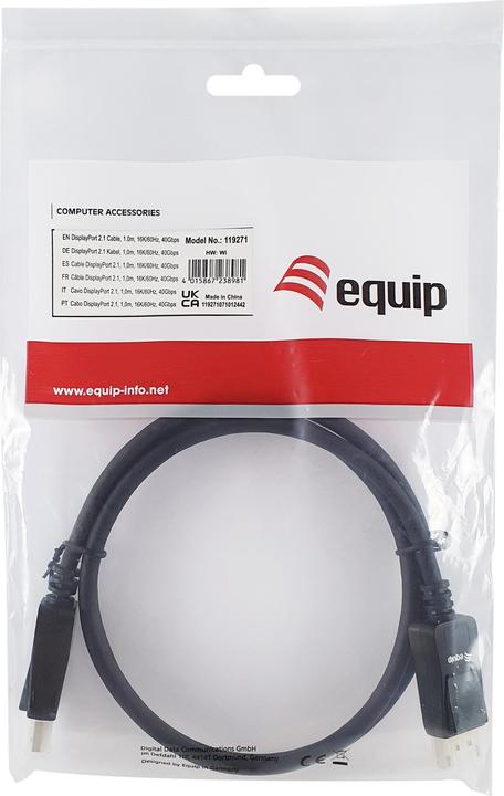 Produktbild equip DisplayPort 2.1 St/St 16K/60Hz komp.HDCP Prem. gr (1 m, DisplayPort, 2.1)