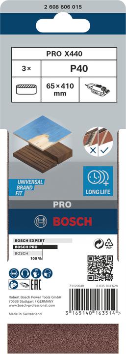 Energie-Label Bosch Professional Zubehör PRO X440 Schleifband, 65 x 410 mm, G40 (40)