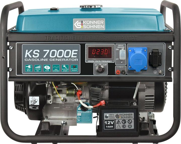 Könner & Söhnen KS 7000E Power generator, 13 hp 4-stroke petrol engine, E-start, 5500 watt, 1x16A (230V) (5000 W, 25 l)