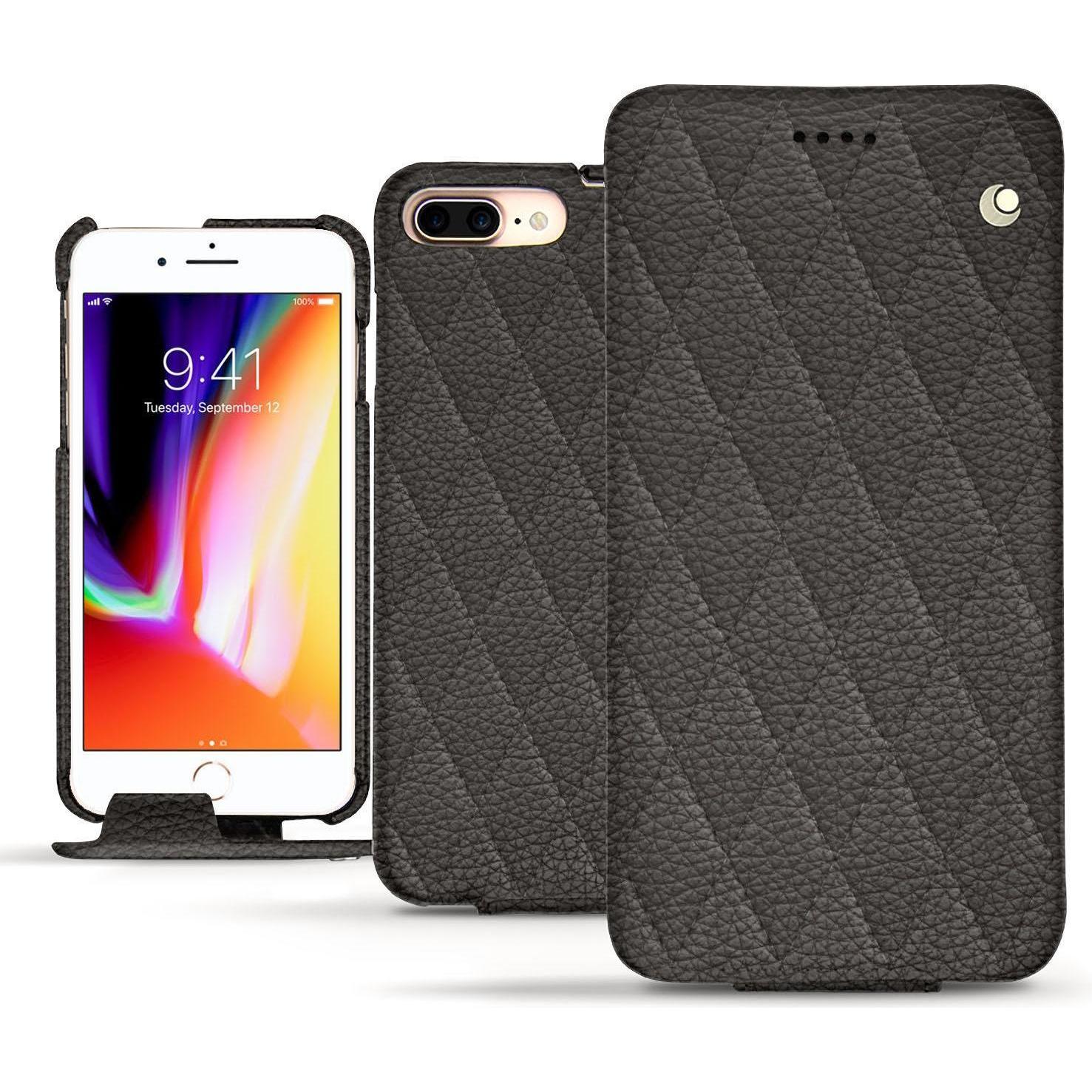 Noreve Lederschutzhülle vertikal (Apple iPhone 8 Plus), Smartphone Hülle, Grau