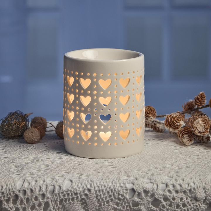 Image du produit G. Wurm Diffuseur de parfum décor coeur en porcelaine blanche (L/H/P) 10x13x10cm