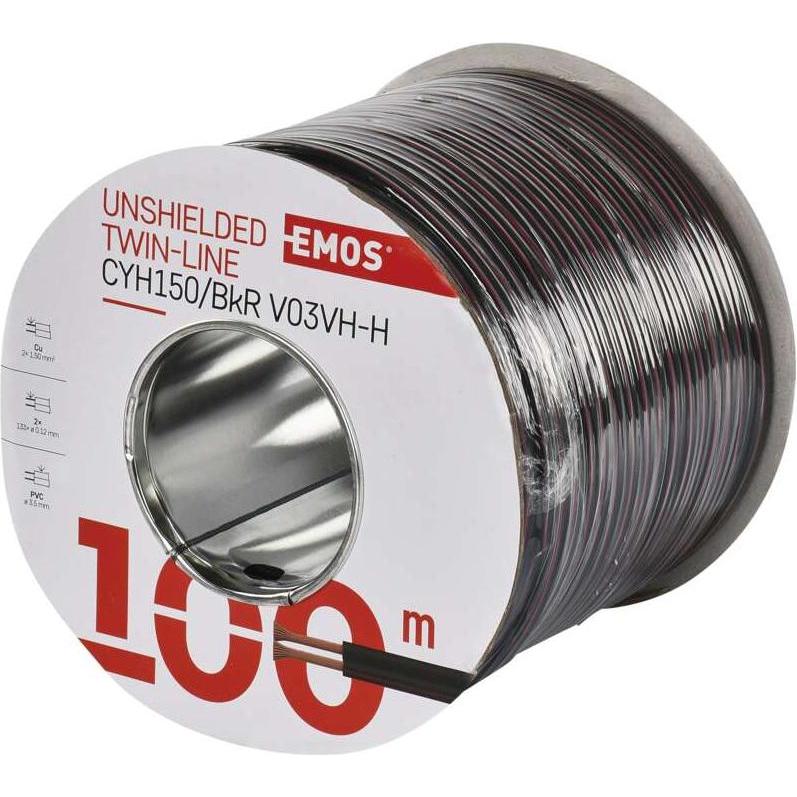 Emos, Kabelleitung, UTP-Kabel 2x1,5mm schwarzrot, 100m (100 m)
