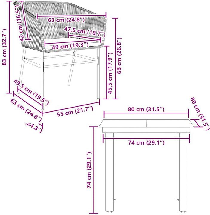 Produktbild vidaXL Xinkou Township (80 x 80 x 74 cm)