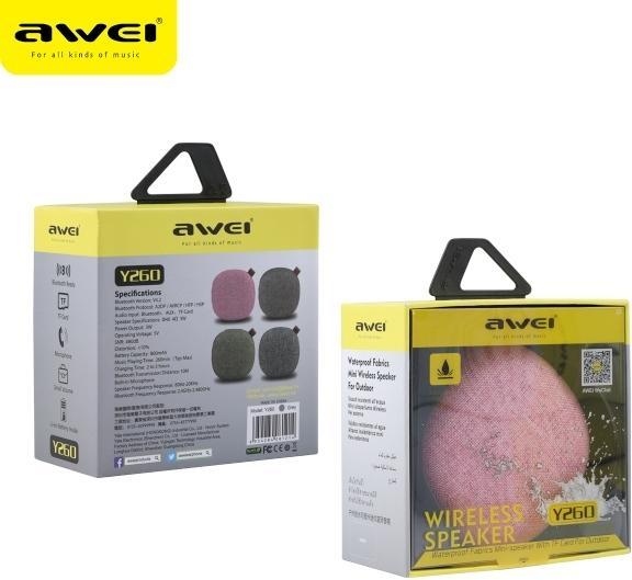 Actual product image Awei głośnik mini Bluetooth Y260 szary/grey (4.33 h)