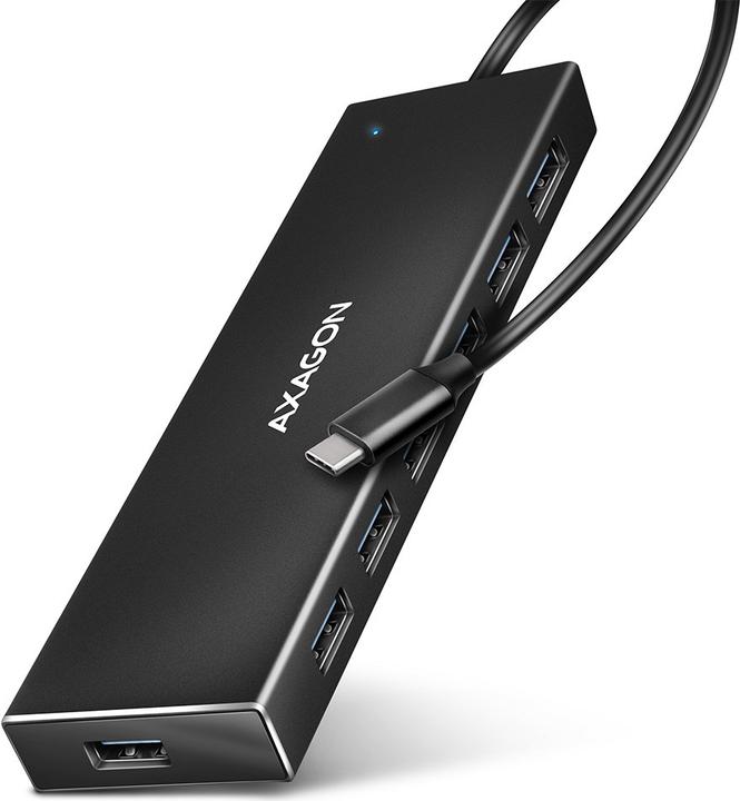 Image du produit Axagon HUE-F7A 7x USB 3.2 Gen 1 Aluminium Flat Hub, câble USB-C de 30 cm (USB-C, 7 ports)