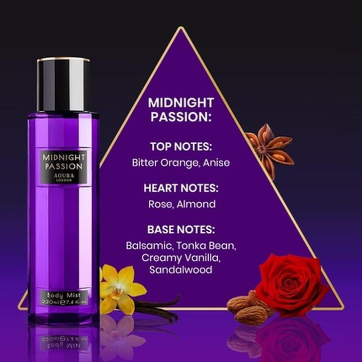 Produktbild Aoura London Women's Midnight Passion Body Mist Fragrance Spray 220ml (220 ml, Body Mist)