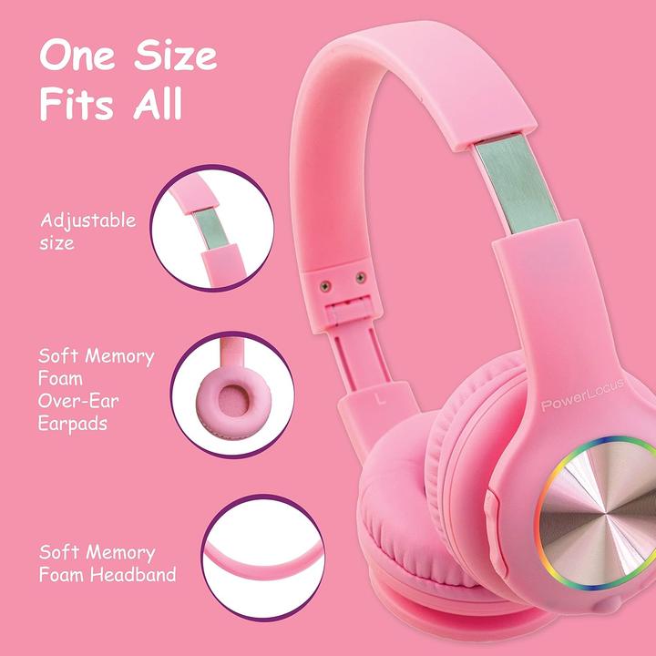 Actual product image PowerLocus PLED Bluetooth-Kinderkopfhörer pink